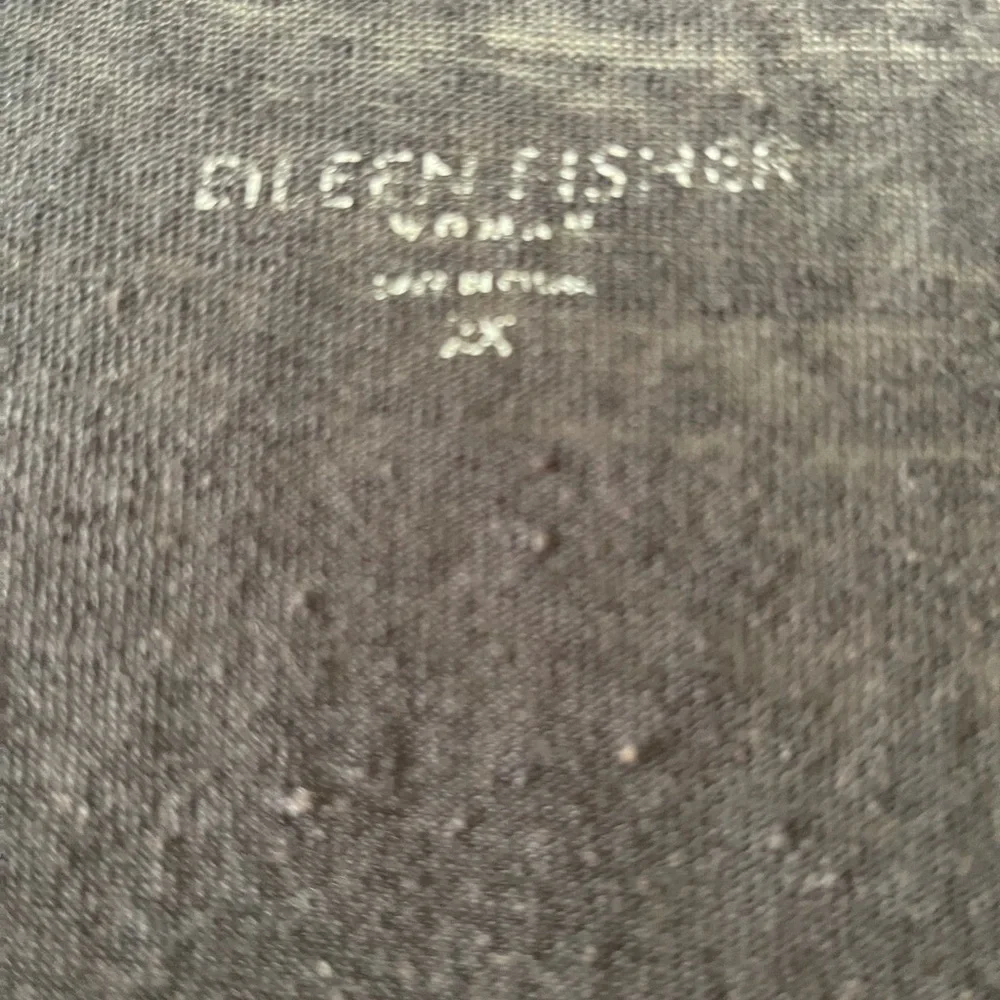 Eileen Fisher Charcoal Gray Long V-Neck Linen Dress - Picture 2 of 8